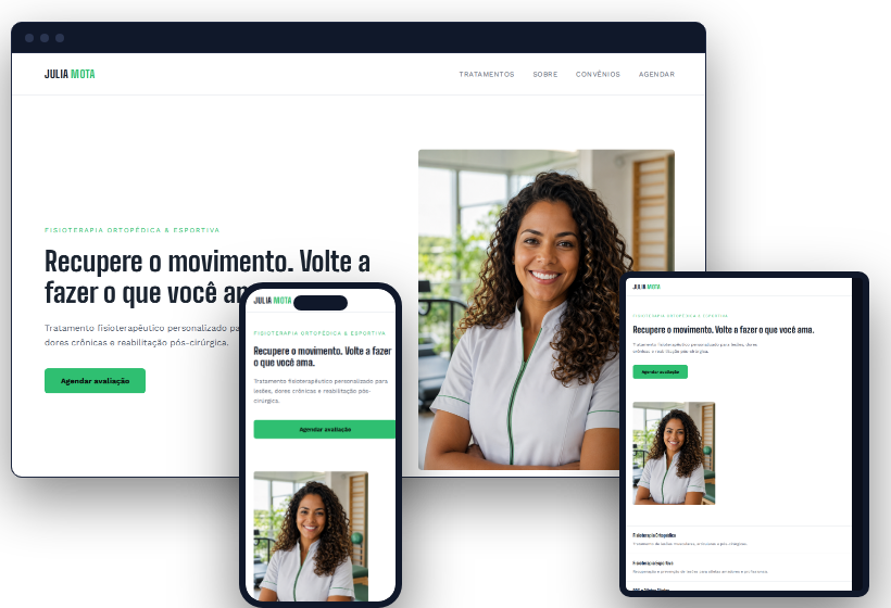 Modelo de site institucional para Fisioterapeuta