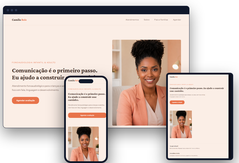 Modelo de site institucional para Fonoaudióloga