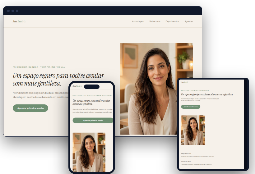 Modelo de site institucional para Psicóloga